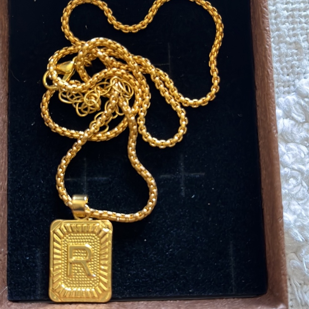 R Gold Plated Necklace